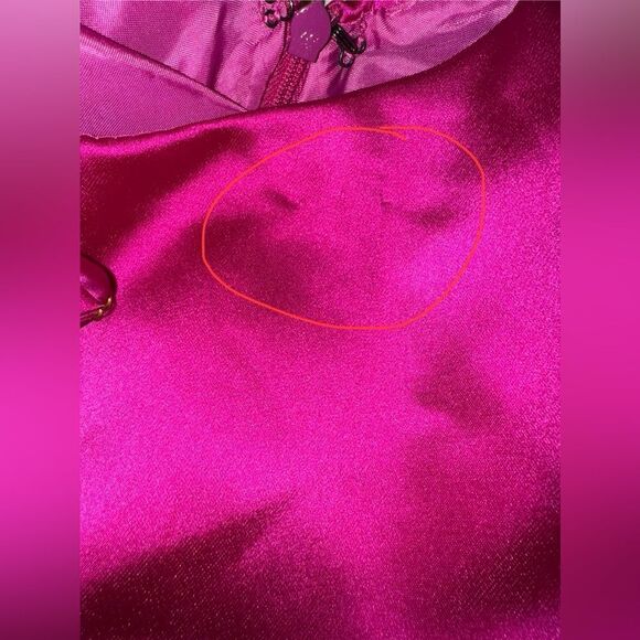 XSCAPE NWT SATIN ROSETTE DRESS IN MAGENTA SIZE 6 MSRP $285 - Picture 7 of 7